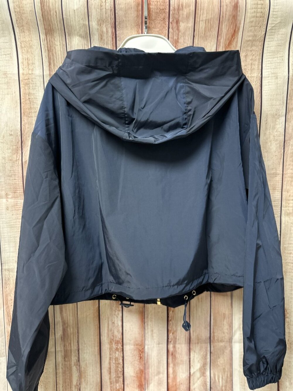 Miu Miu Navy Cropped Hooded Windbreaker Jacket M - Picture 5 of 8